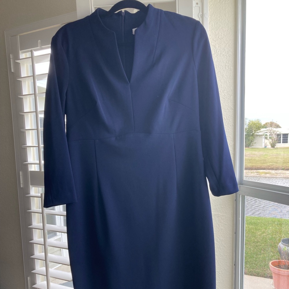 NWOT Calvin Klein Navy Blue Midi Pencil Dress, SZ 12, 3/4 Sleeve